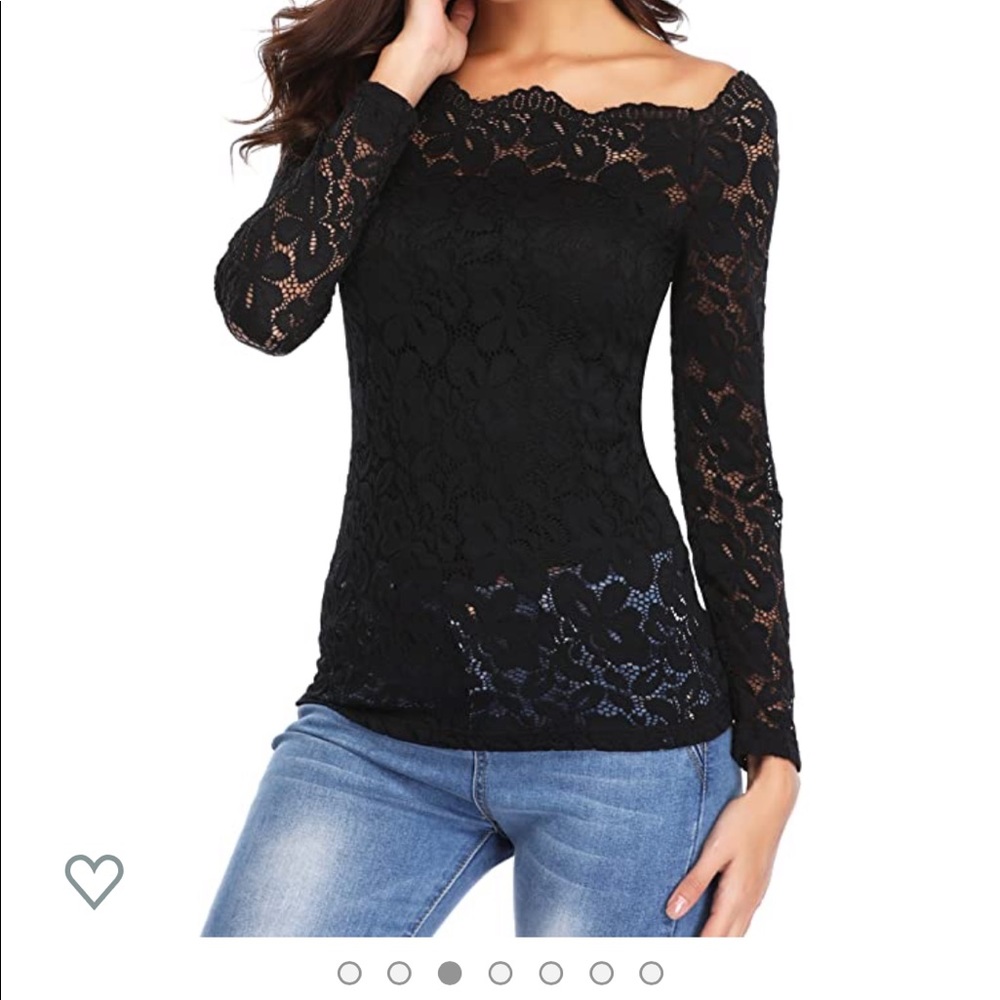 Black Lace Stretchy Off Shoulder Top